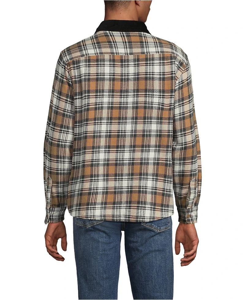 Lands' End Men's Authentic Flannel Shirt with Corduroy Collar