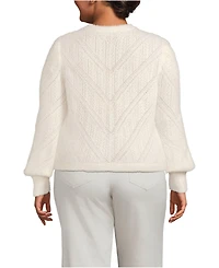 Lands' End Plus Eyelash Fuzzy Pointelle Puff Sleeve Sweater