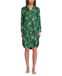Lands' End Women's Cotton Poplin Long Sleeve Sleepshirt Nightgown