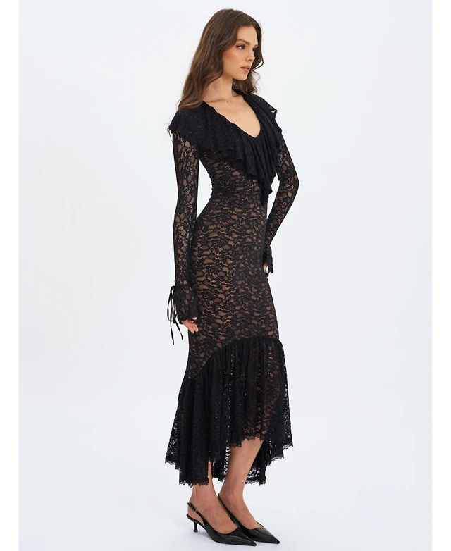 Miss Circle Women's Freddie Black Lace Satin Maxi Corset Dress | MainPlace  Mall