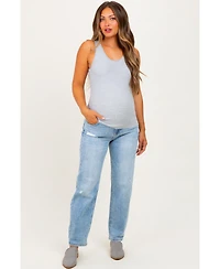 Pinkblush Maternity Light High Rise Ankle Boyfriend Distressed Jeans