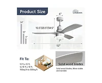 52-inch Modern Minimalist Sliver 3 Blades Ceiling Fan with 3 color Dimmable and Memory Function Light and Remote control