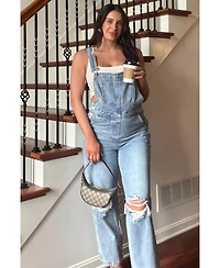 Pinkblush Maternity Light Wash Distressed Overalls