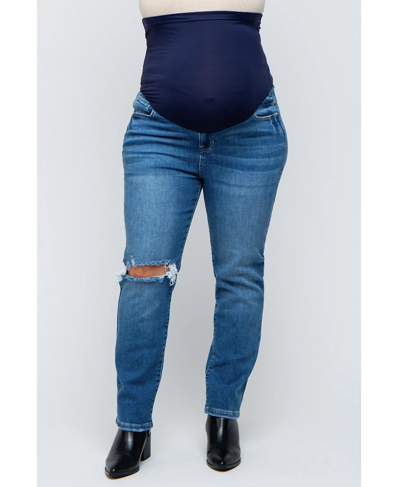 Pinkblush Plus Blue Distressed Knee Skinny Jeans