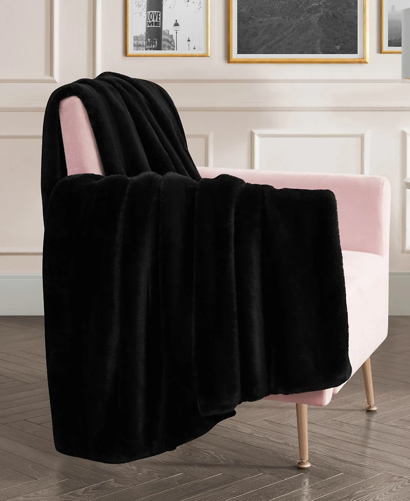 Juicy Couture Rabbit Mink Faux Fur Throw Blanket, 50" x 70"