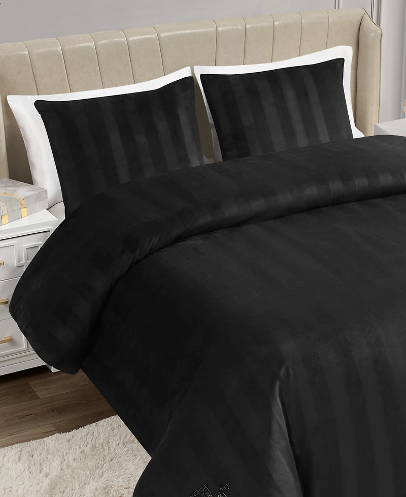 Juicy Couture Jenny Velour Striped Jacquard 2-Pc. Duvet Cover Set, Twin/Twin Xl