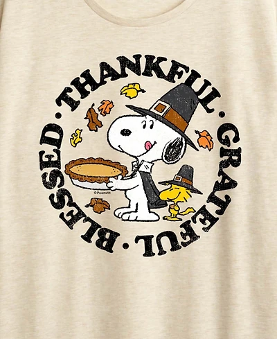 Thanksgiving Snoopy and Woodstock Blessed Women's Short Sleeve Graphic T-shirts