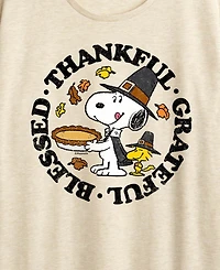 Thanksgiving Snoopy and Woodstock Blessed Women's Short Sleeve Graphic T-shirts