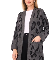 Vince Camuto Women's Long Sleeve Animal Print Cardigan