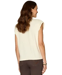 Democracy Petite Extended Cap Sleeve Rhinestone Top