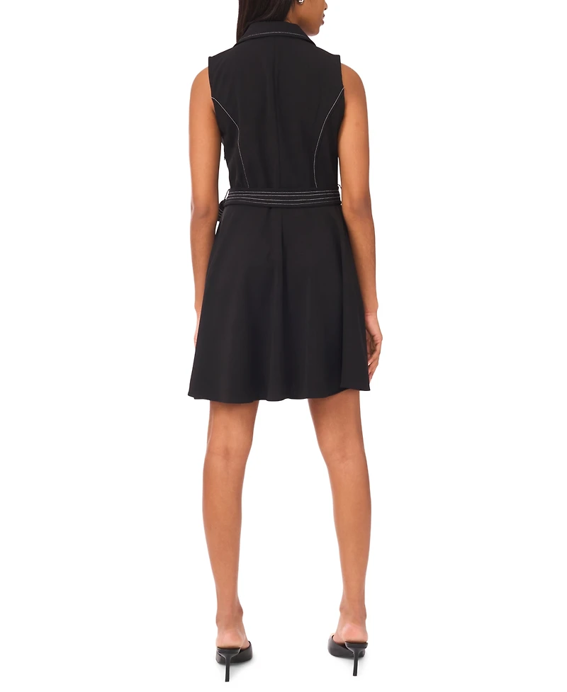 Msk Women's Sleeveless Self Belt Wrap Dress