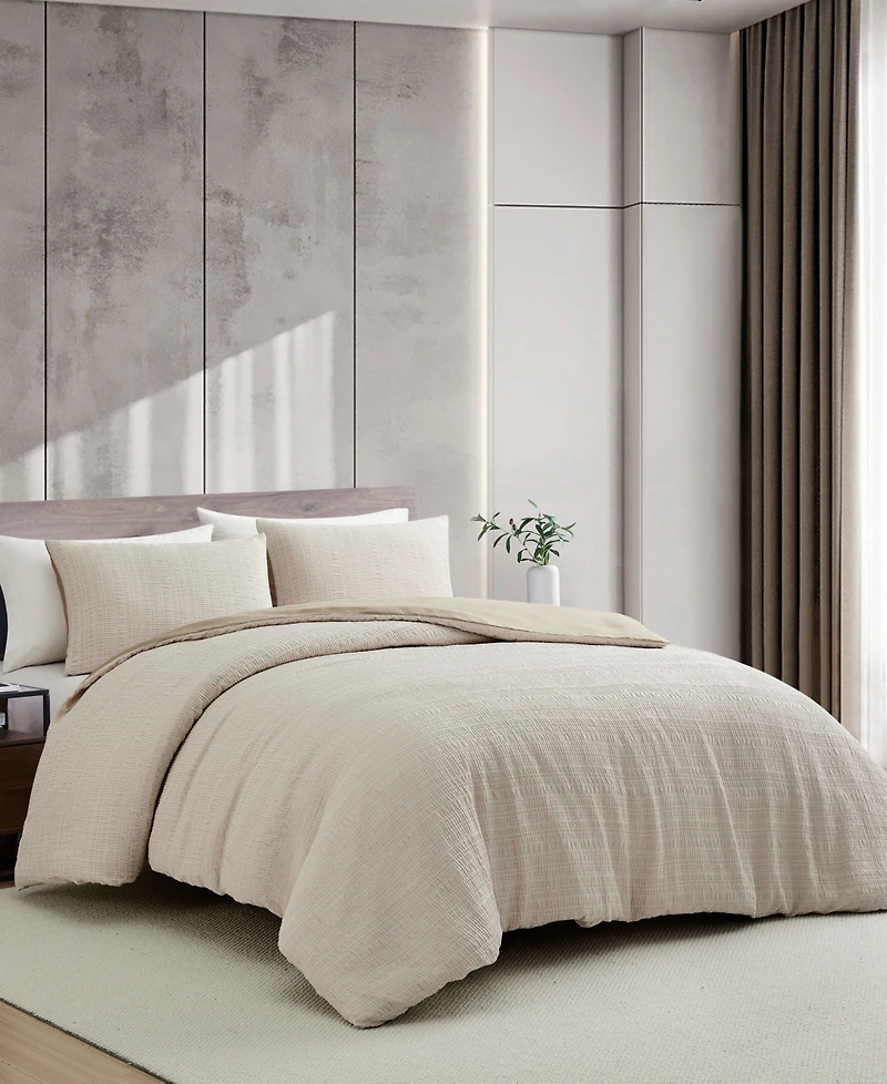 Kenneth Cole New York Stitched Gauze Jacquard 3-Pc. Comforter Set