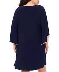 Msk Plus V-Neck Cape Sleeves Dress