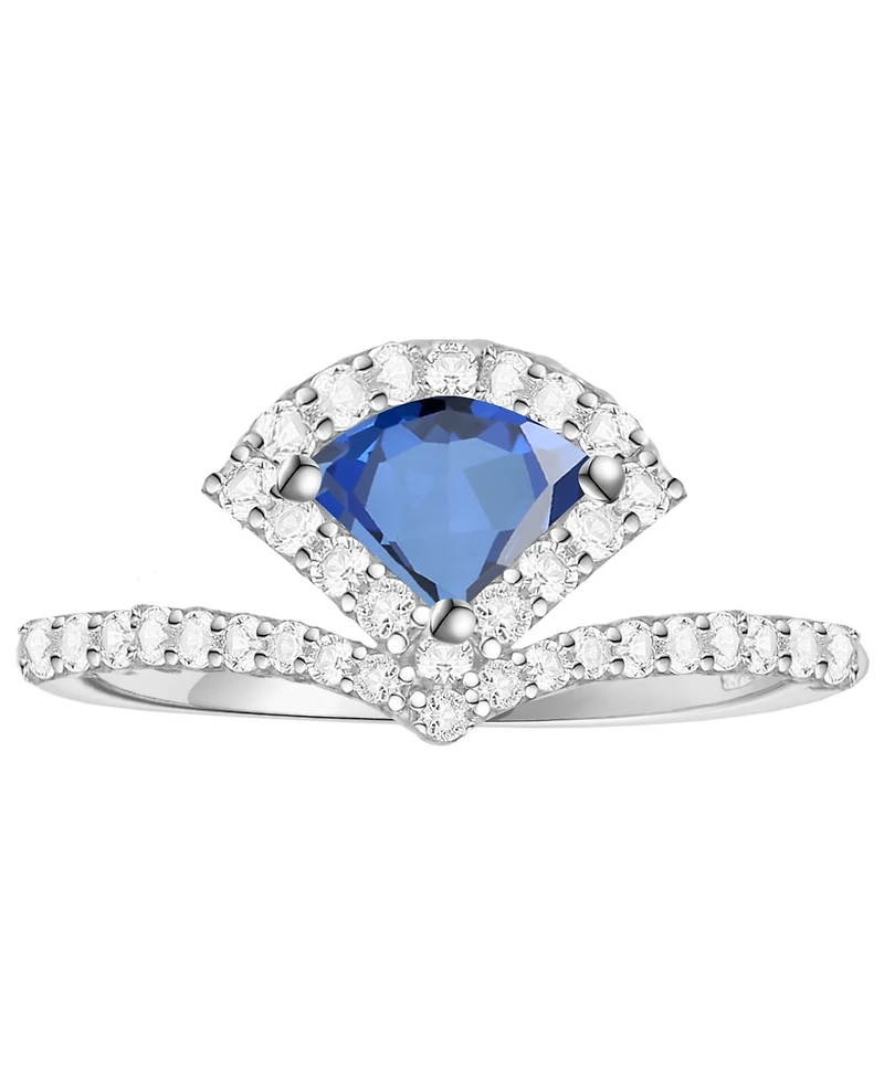 Macy's Lab-Grown Sapphire (5/8 ct. t.w.) and Lab-Grown White Sapphire (3/8 ct. t.w.) Ring in Sterling Silver