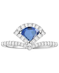 Macy's Lab-Grown Sapphire (5/8 ct. t.w.) and Lab-Grown White Sapphire (3/8 ct. t.w.) Ring in Sterling Silver