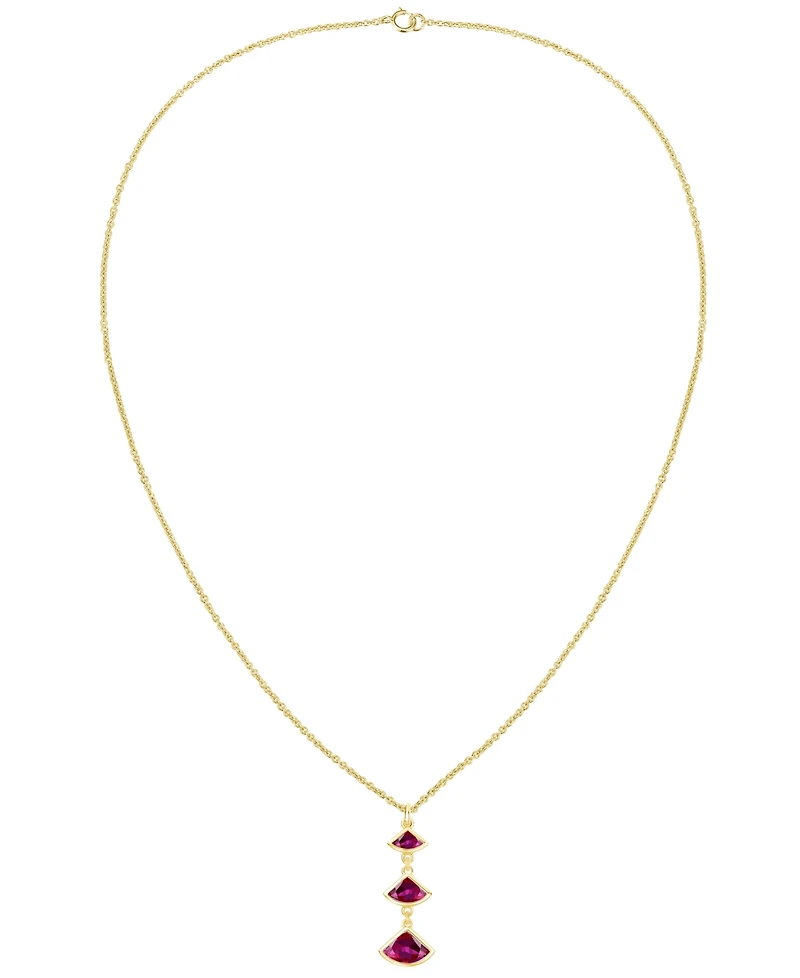 Macy's Lab-Grown Ruby Pendant Necklace (1-1/5 ct. t.w.) in 14K Gold Over Sterling Silver