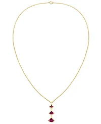 Macy's Lab-Grown Ruby Pendant Necklace (1-1/5 ct. t.w.) in 14K Gold Over Sterling Silver