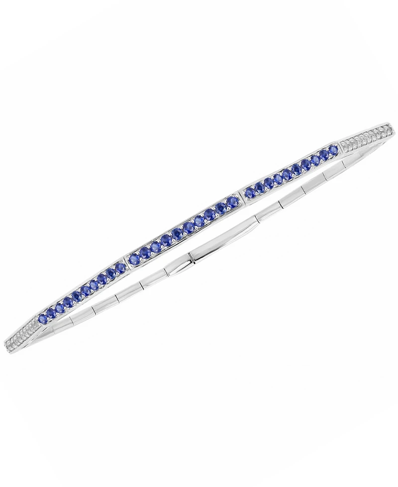 Macy's Lab-Grown Sapphire (1/2 ct. t.w.) and Lab-Grown White Sapphire (1/3 ct. t.w.) Bangle in Sterling Silver