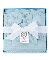 Little Me Baby Boys and Girls 3-Piece Cardigan, Blanket Hat Gift Set