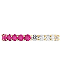 Macy's Lab-Grown Ruby (1 ct. t.w.) and Lab-Grown White Sapphire (1 ct. t.w.) Band Ring in 14K Gold Over Sterling Silver