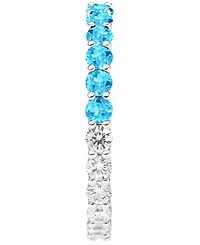 Macy's Blue Topaz (1 ct. t.w.) and Lab-Grown White Sapphire (1 ct. t.w.) Band Ring in Sterling Silver