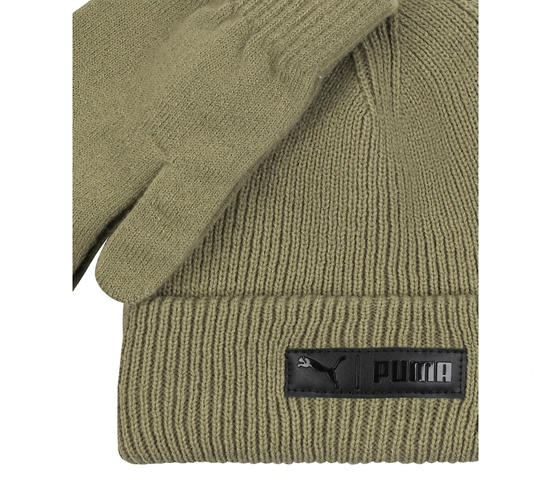 Puma Men's 2-Piece Cuff Beanie and Gloves Set