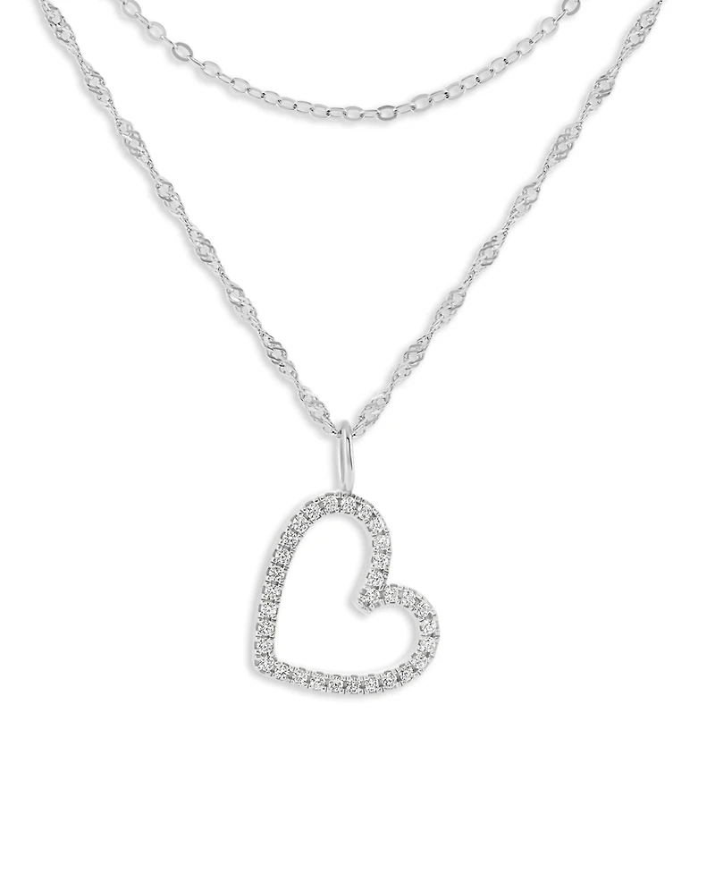 Holiday Lane Cubic Zirconia Sterling Silver Open Heart Pendant Necklace, Macy's Exclusive