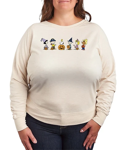 Hybrid Apparel Peanuts Gang Halloween Trick or Treat Women's French Terry Long Sleeve Shirt