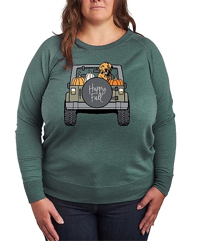 Hybrid Apparel Fall Dog Pumpkin Truck Women's French Terry Long Sleeve Shirt