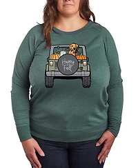 Hybrid Apparel Fall Dog Pumpkin Truck Women's French Terry Long Sleeve Shirt