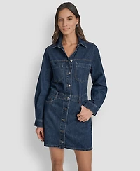 Dkny Jeans Women's Button-Down Long-Sleeve Denim Dress