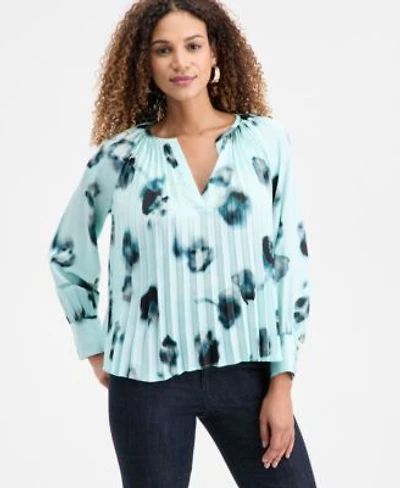 I.N.C. Concepts Womens Long Sleeve Printed Pleated Blouse Macys Exclusive