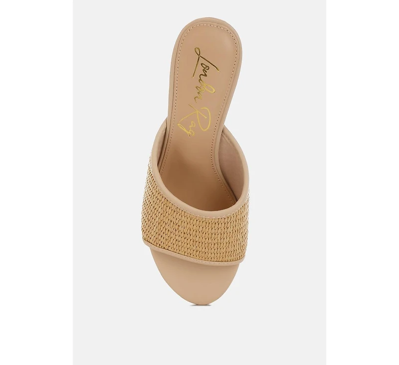 Osminda Raffia Clear Heel Wedge Sandals