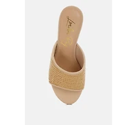 Osminda Raffia Clear Heel Wedge Sandals
