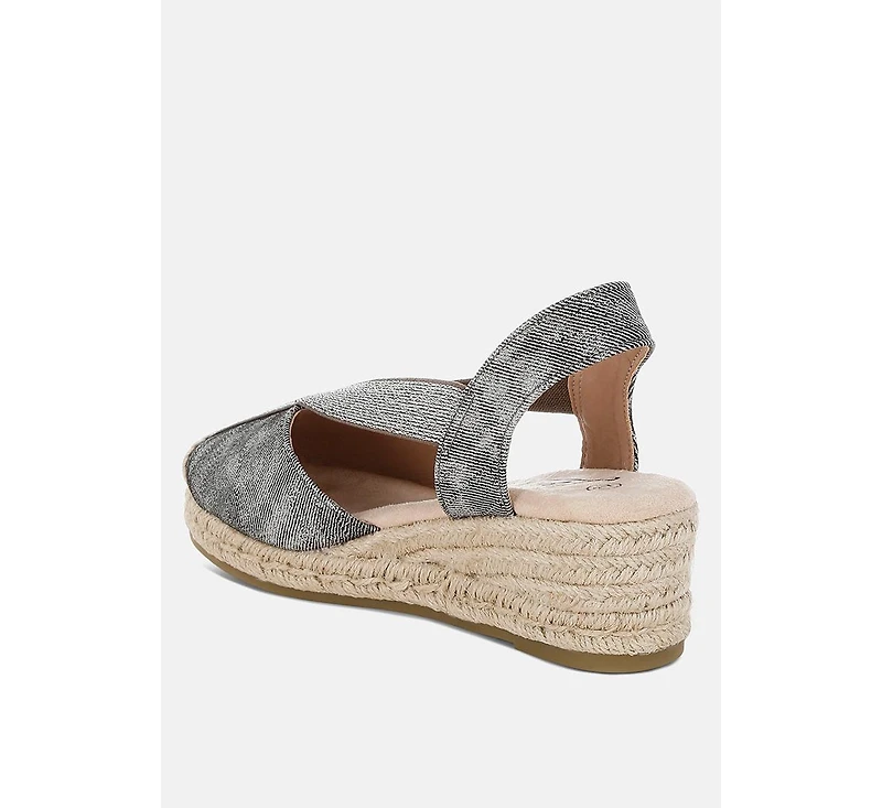Port Side Metallic Woven Espadrille Wedges
