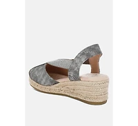 Port Side Metallic Woven Espadrille Wedges