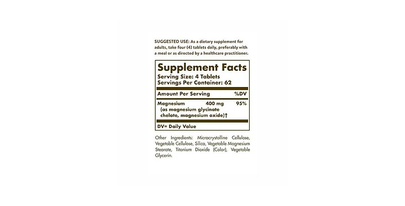 Solgar Chelated Magnesium Tablets ,250 Tabs