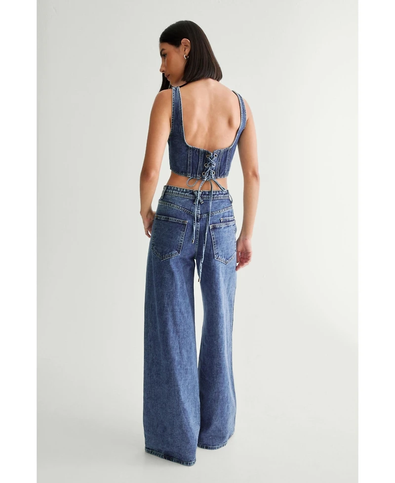 Nasty Gal Women's Lace Front Detail Jean