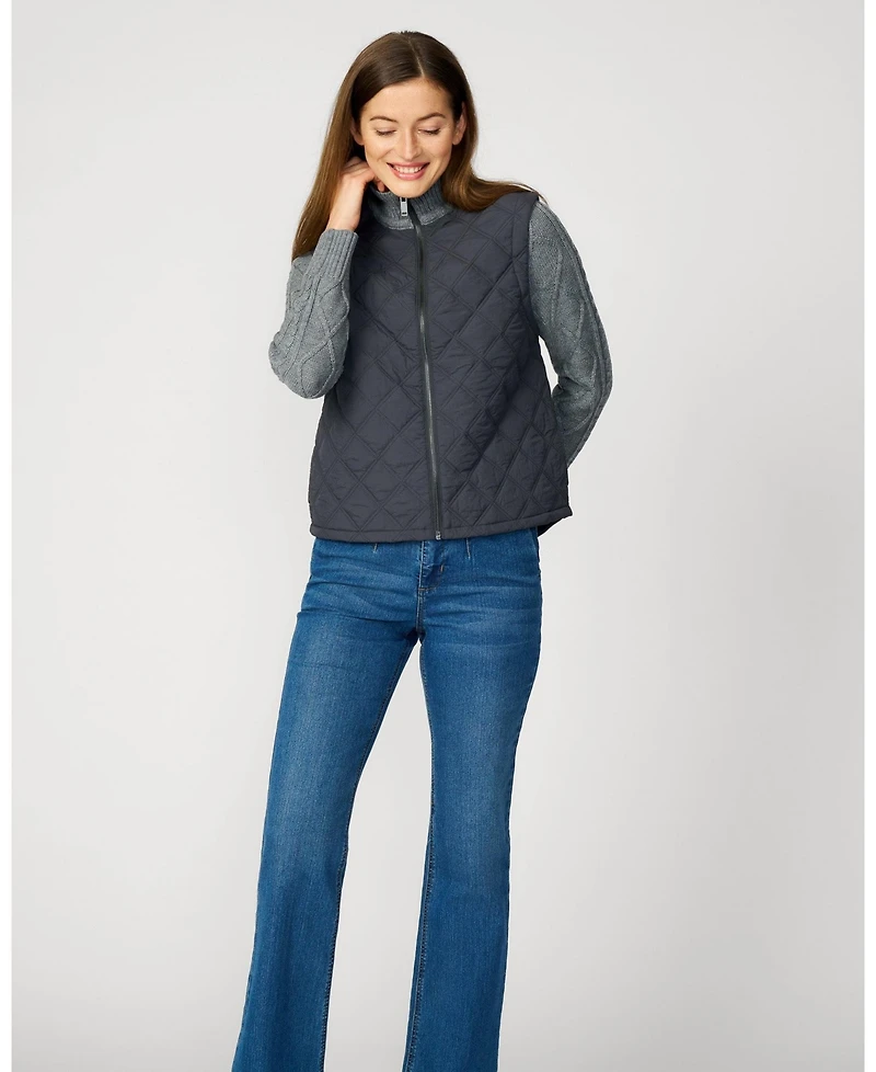 Cable & Gauge Women's Quilted Zip Up Sweater Jacket