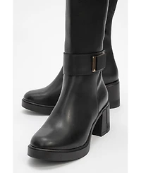Prologue Shoes Moreni Stretch Buckle Block Heel Knee High Boot (Women)