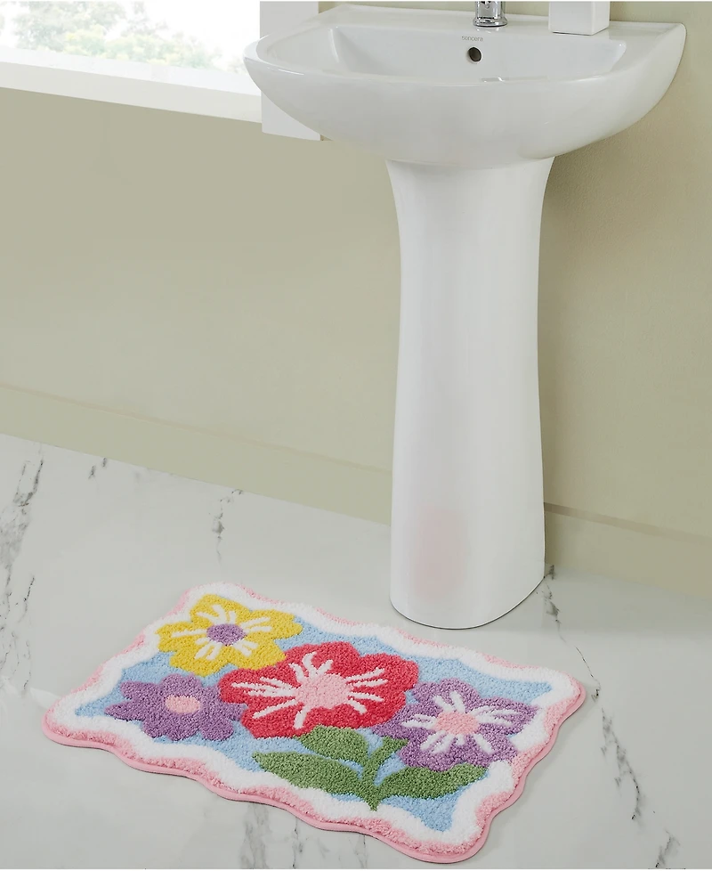 Vcny Home Floral Tufted Bath Rug, 18" x 27"