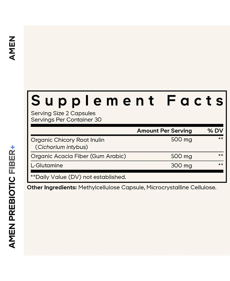Codeage Amen Prebiotic Fiber Supplement - Acacia & Chicory Inulin Fiber, L-Glutamine - Digestive Support - , Non-gmo