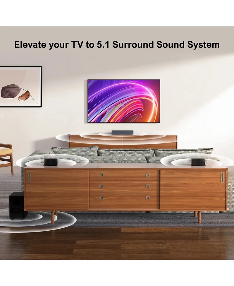 Ultimea Poseidon M3T 5.1 Surround Sound Bar, with Wireless Subwoofer and Rear Speakers, 350W