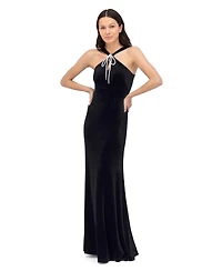 Eliza J Petite Velvet Halter Neck Gown Dress