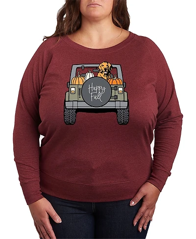 Hybrid Apparel Fall Dog Pumpkin Truck Women's French Terry Long Sleeve Shirt