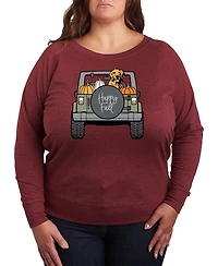 Hybrid Apparel Fall Dog Pumpkin Truck Women's French Terry Long Sleeve Shirt