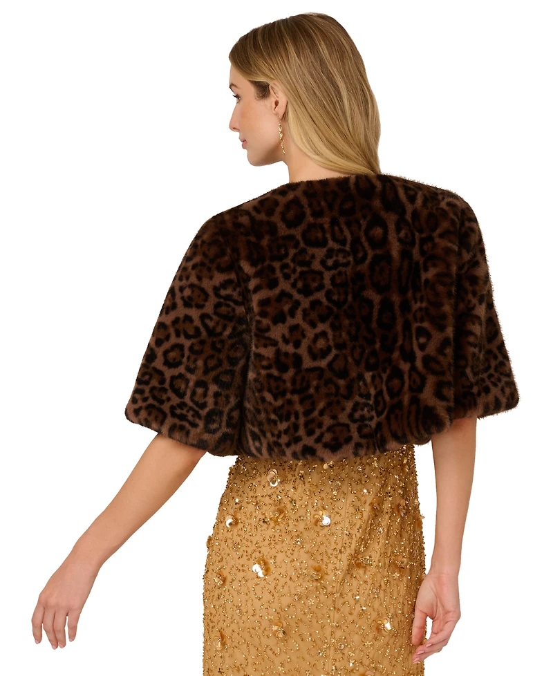 Adrianna Papell Women's Leopard Print Crewneck Jacket