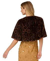 Adrianna Papell Women's Leopard Print Crewneck Jacket