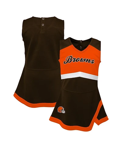 Outerstuff Girls Toddler 2-Piece Brown Cleveland Browns Cheer Captain Dress with Bloomers
