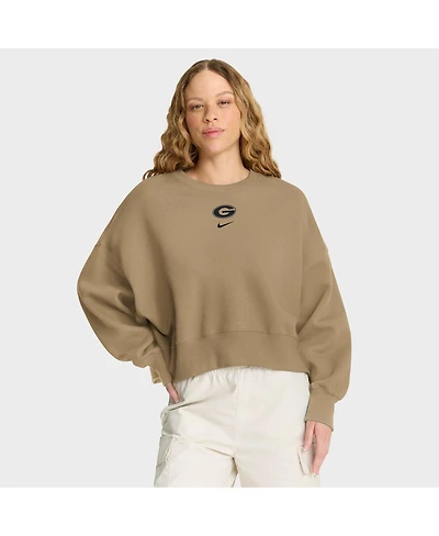Nike Women's Tan Georgia Bulldogs Oversized Phoenix 2-Hit Pullover Sweatshirt